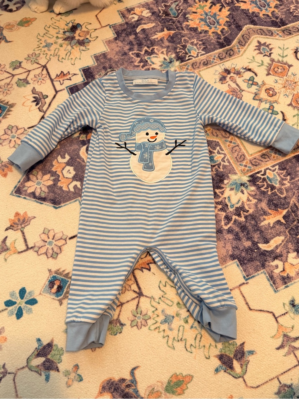 Blue Striped Snowman Footie One-Piece for Kids by Carter's
